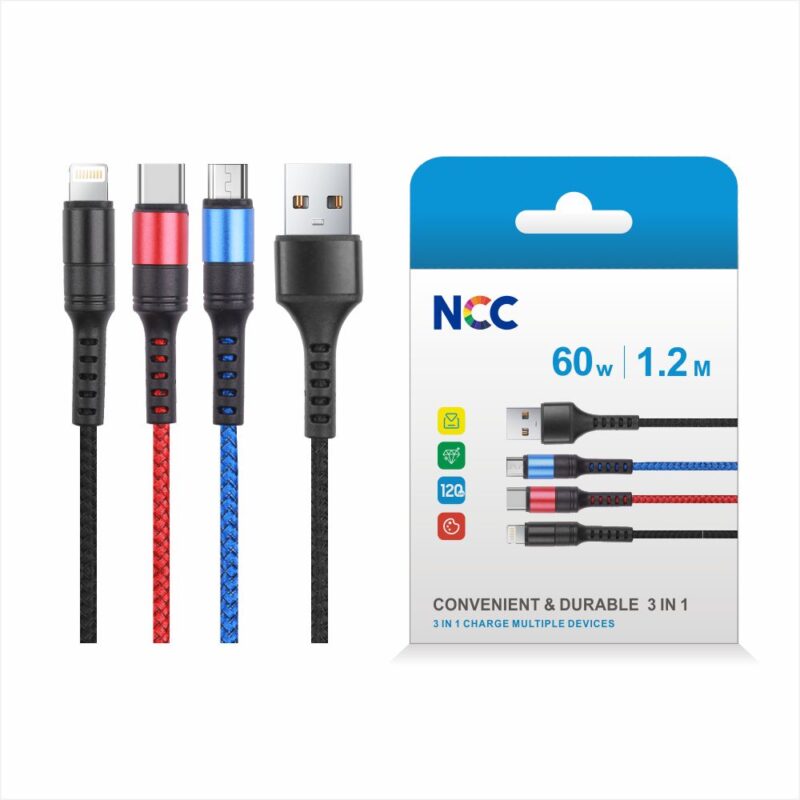 Cablu 3in1 Tesatura Nylon - NCC - imagine 3