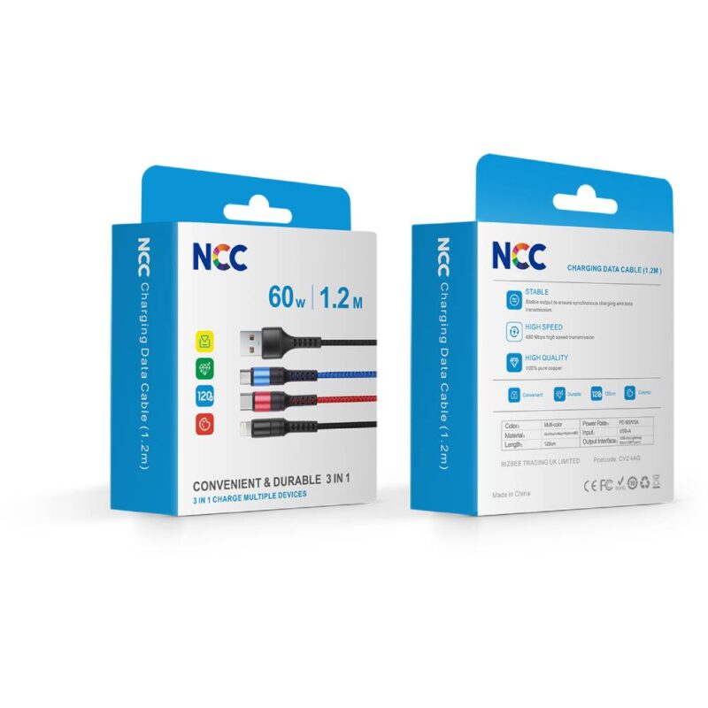 Cablu 3in1 Tesatura Nylon - NCC - imagine 2