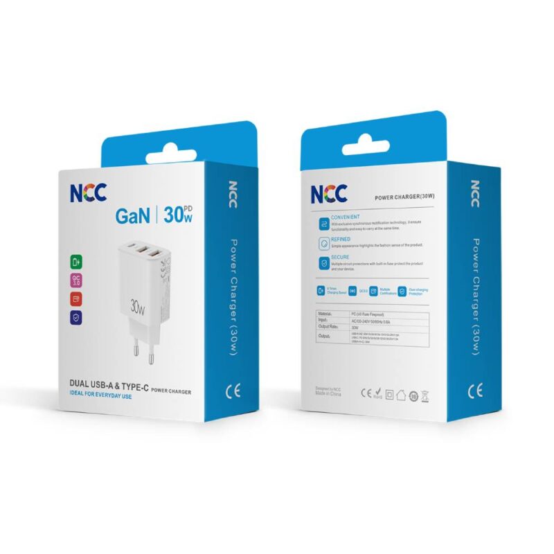 Adaptor GaN 30W  USB(A+A+C)  - NCC - imagine 2