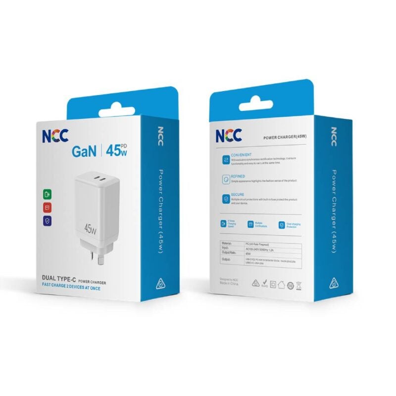 Adaptor GaN 45W  2xUSB-C  - NCC - imagine 2